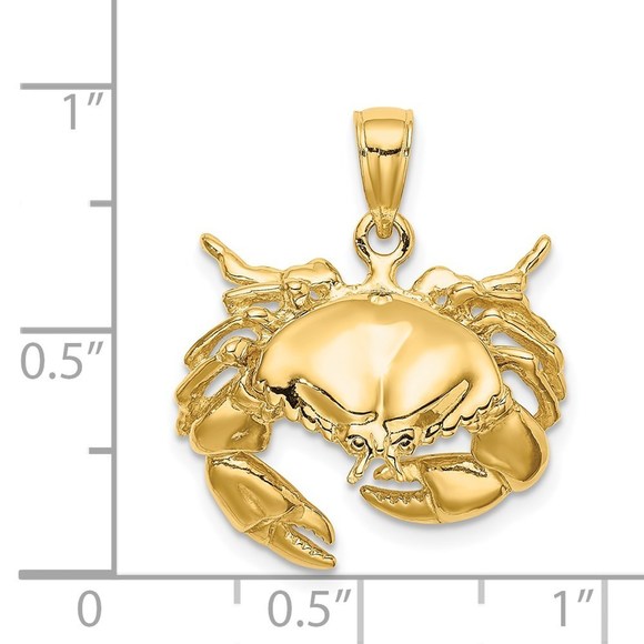 Million Charms 14k Yellow Gold Stone Crab Facing Down Necklace Charm Pendant - Picture 4 of 4